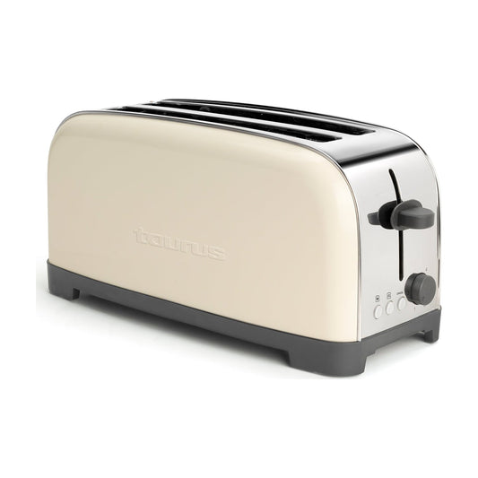 Tostadora Taurus Vintage Cream TO1401, 2 ranuras extralargas y 1400 W